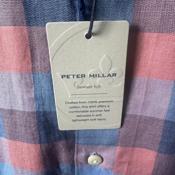 Peter Millar Boothbay Summer Soft Cotton Button Front Plaid Shirt Size XL NWT - Picture 6 of 13